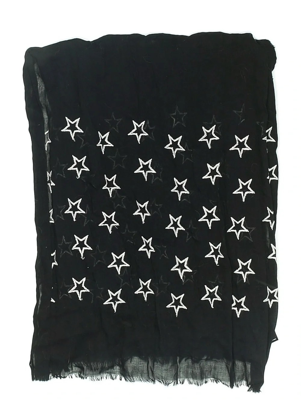Black scarf white Star pattern Embroidered Scarf - 100% cotton